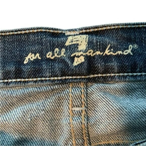7 For All Mankind Dojo Distressed Crop Jeans In Blue Size 29 Retro Western - Picture 5 of 6